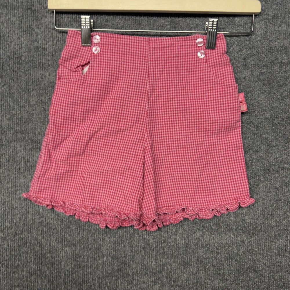 Vintage Pooh Chino Shorts Girls 6 Pink Elastic Waist Ruffle Hem Disney Summer